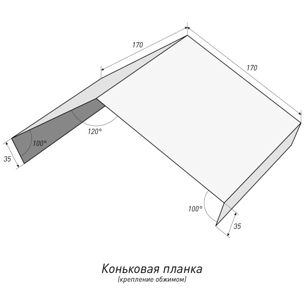 Коньковая планка (крепление обжимом)Топ Фальц