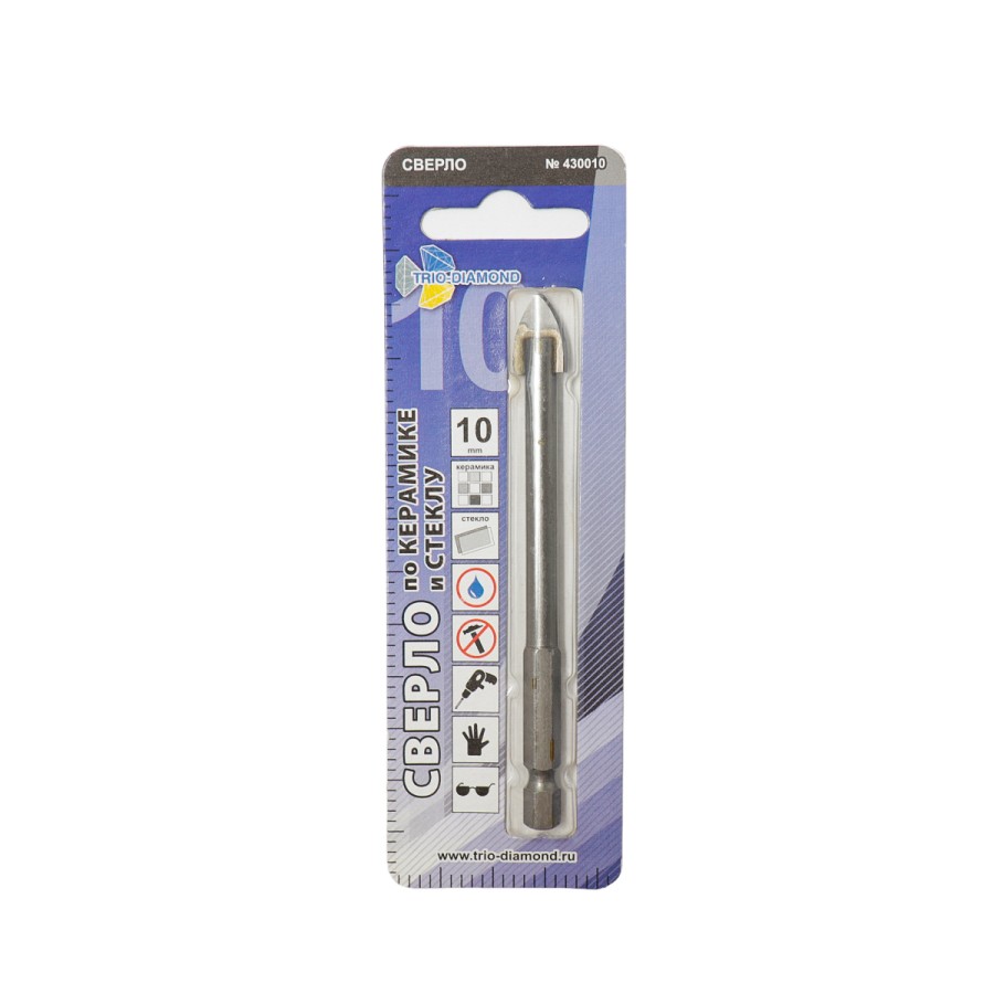 45073 Сверло ПЕРО по керамике и стеклу10 мм (две грани) 430010_1